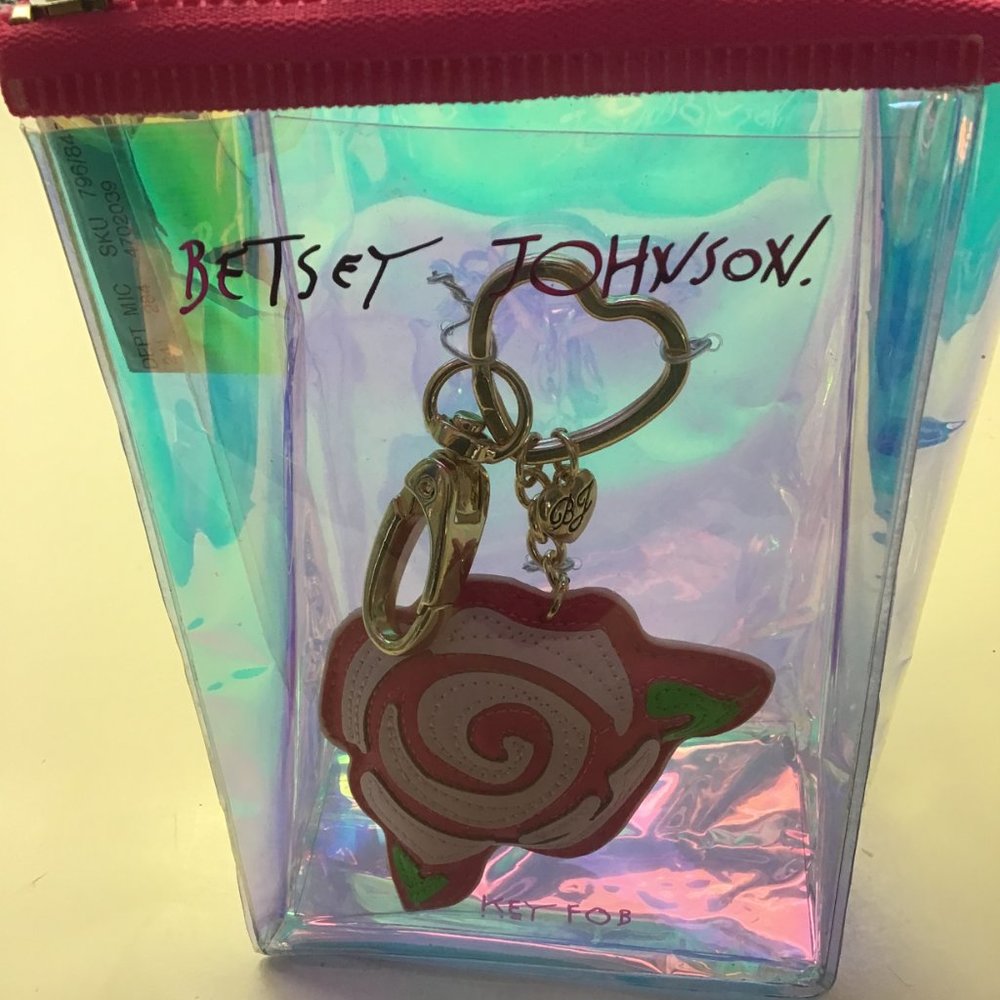 Betsey Johnson New Pink Rose Key Fob